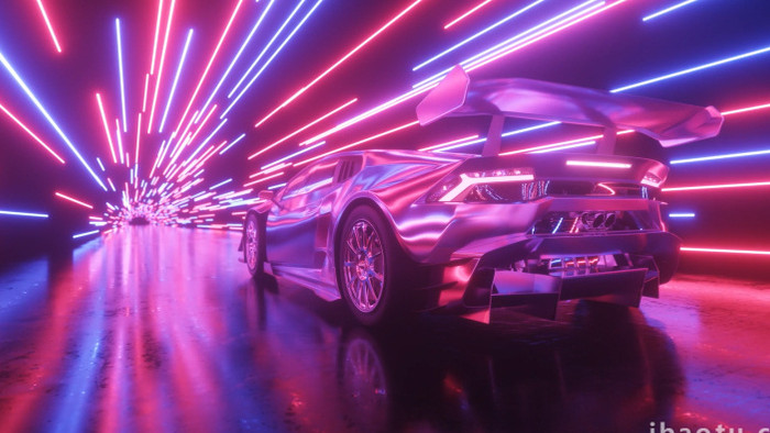 霓虹隧道汽车动画循环视频素材