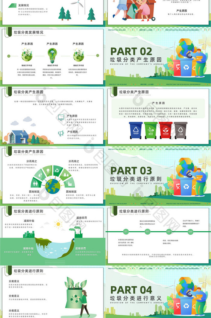 绿色垃圾分类保护生态PPT模板