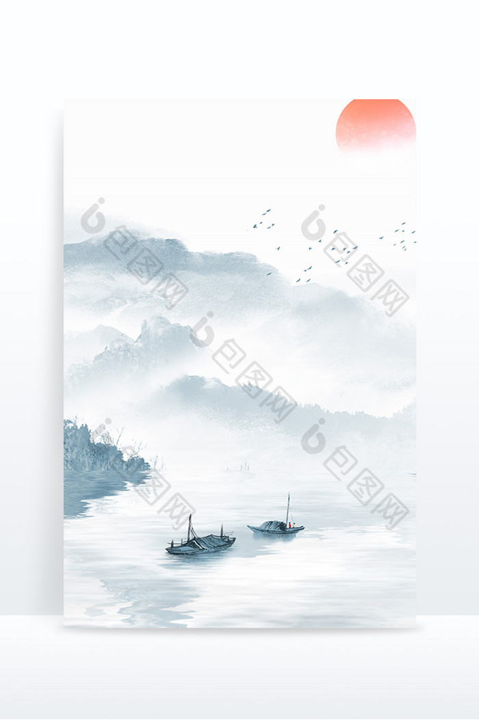 水墨立秋大雁中国风背景