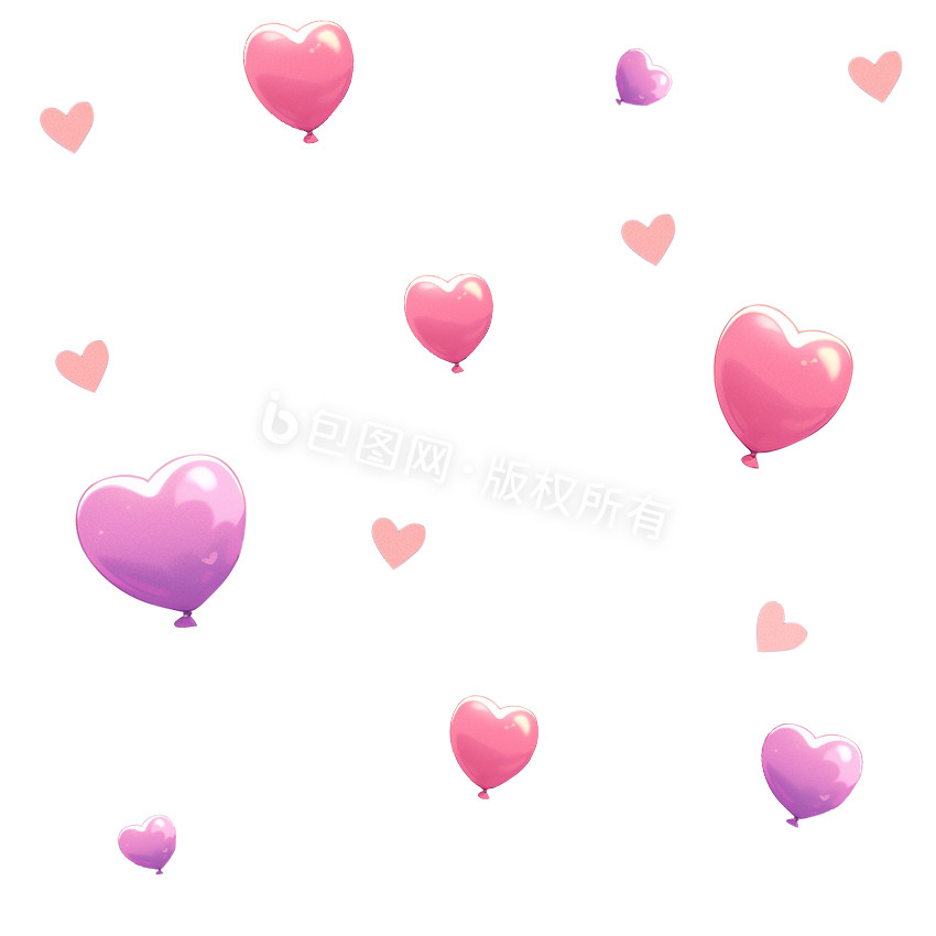 七夕爱心气球飞扬漂浮表白gif动图下载-包图网