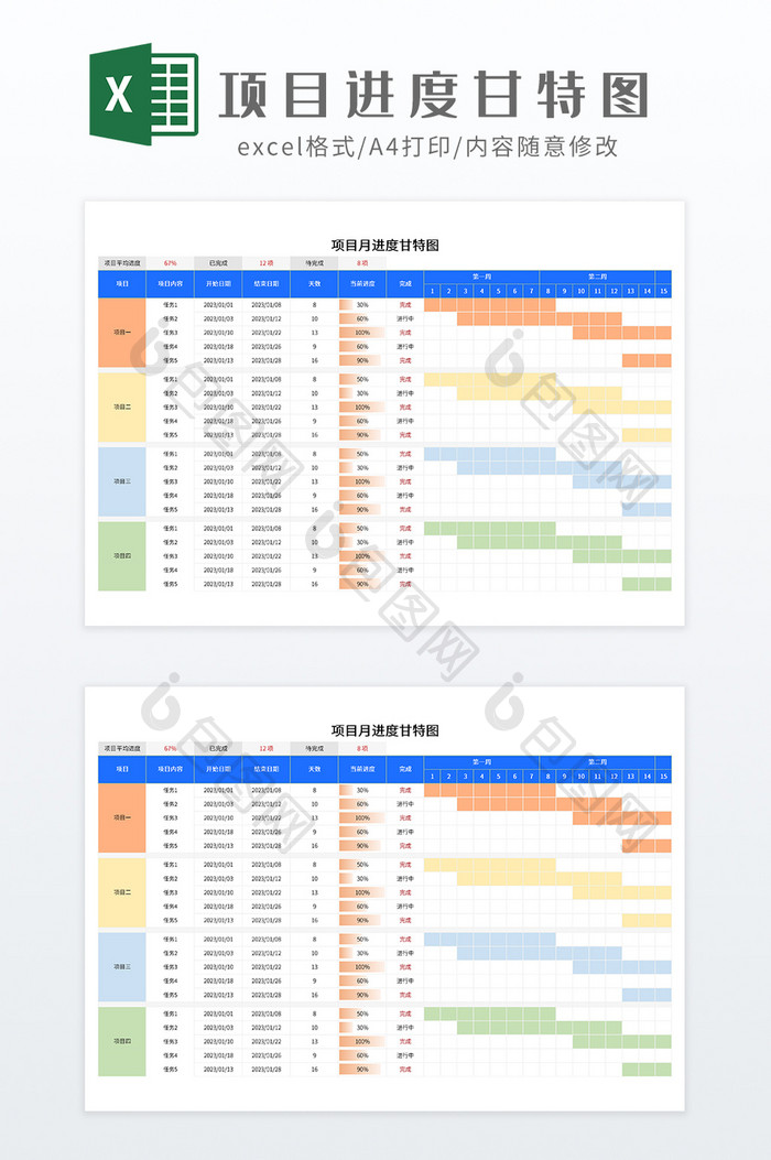 简约项目进度甘特图