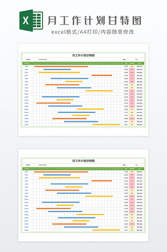 实用月工作计划甘特图图片