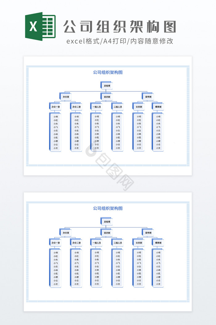 极简风格公司组织架构图