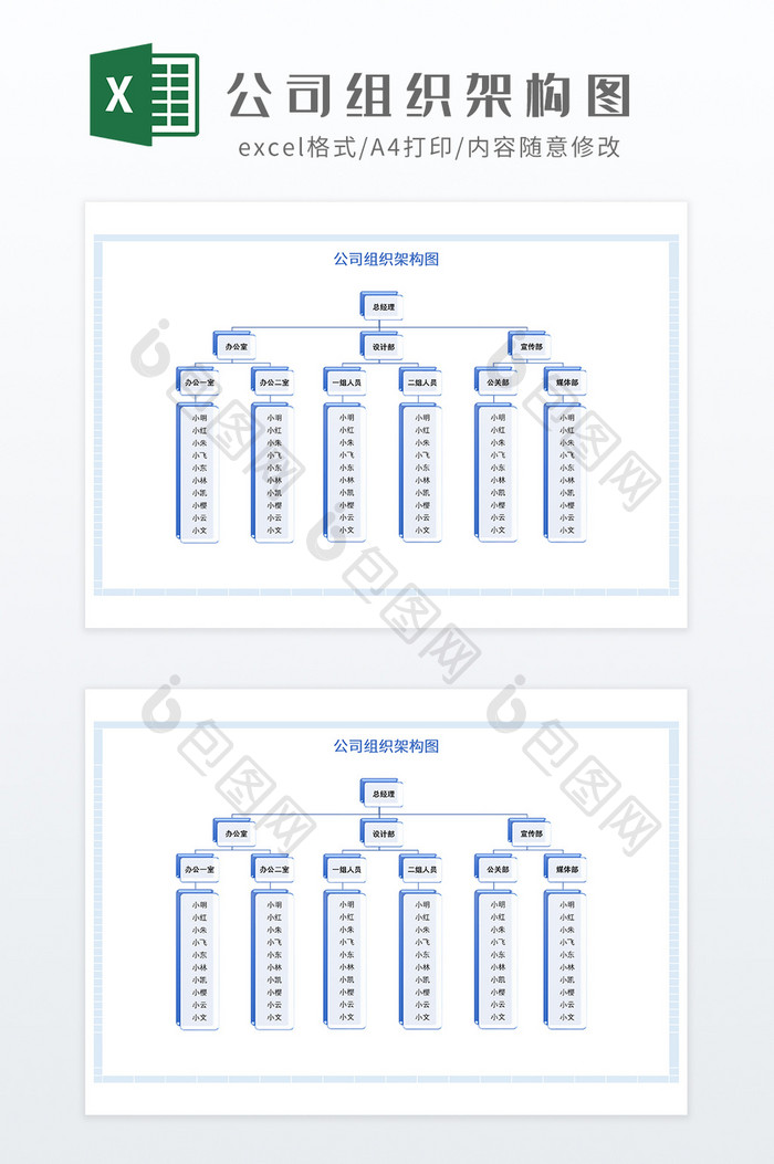 极简风格公司组织架构图