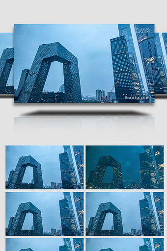 城市北京国贸中央电视台夜景延时图片