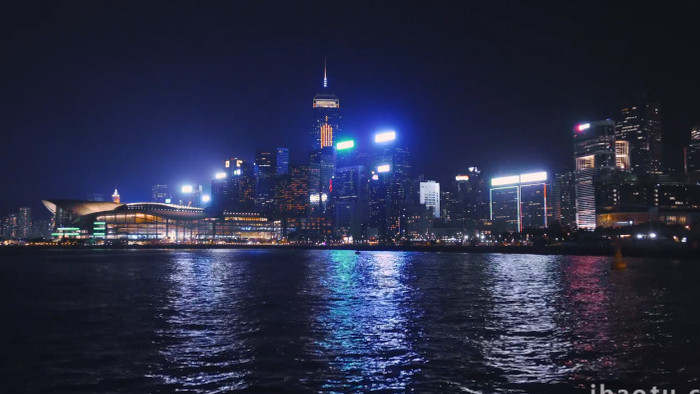 城市大气香港两岸夜景风光实拍