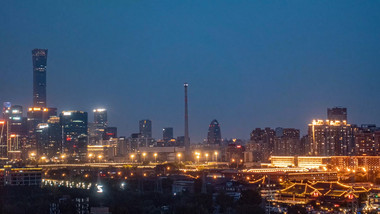 大气北京城市灯火通明夜景延时