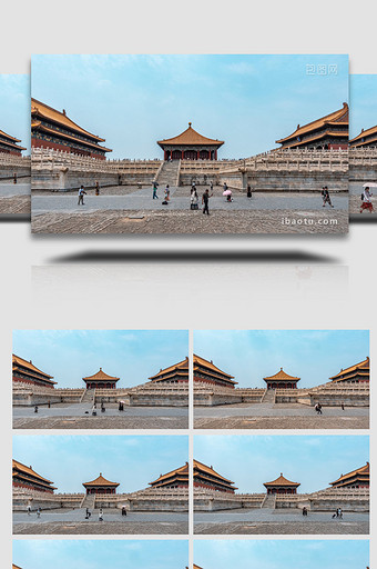 旅游大气北京故宫古建筑人流延时图片