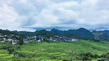 山区村落梯田风光延时实拍