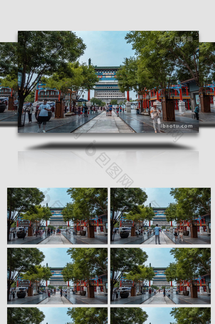 旅游大气北京前门步行街人流延时