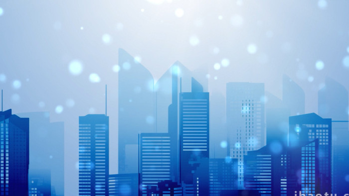 蓝色科技全景城市建筑背景视频