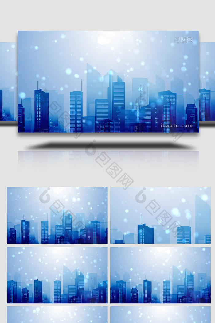 蓝色科技全景城市建筑背景视频