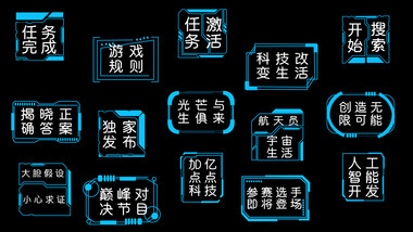 未来科技感AE模板蓝色字幕花字