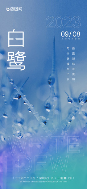 极简意境秋天24节气白露海报