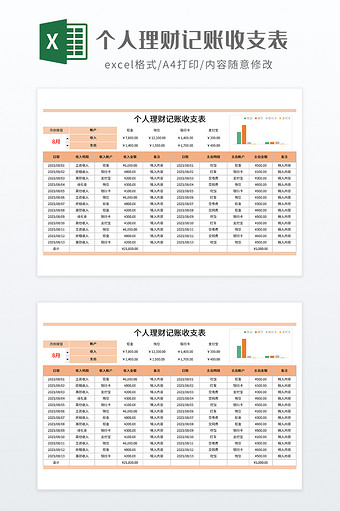 个人理财记账收支表图片