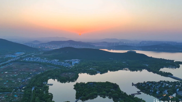 徐州云龙湖景区日出自然4K航拍
