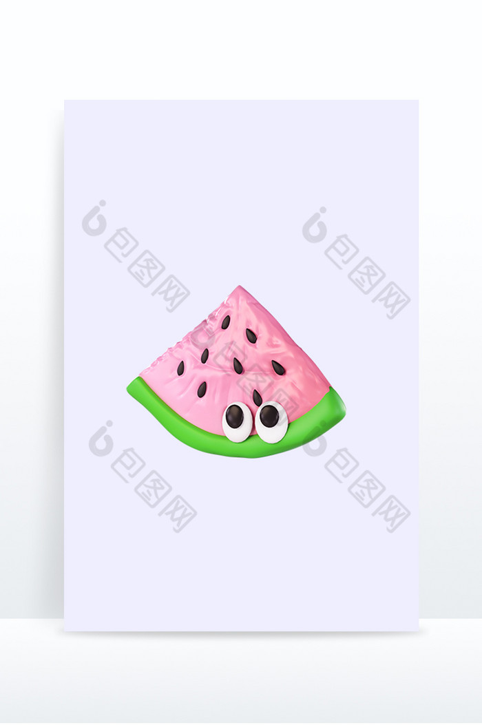 3d立体夏季膨胀风西瓜水果图标图片图片
