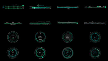 16个HUD元素加载栏AE模板