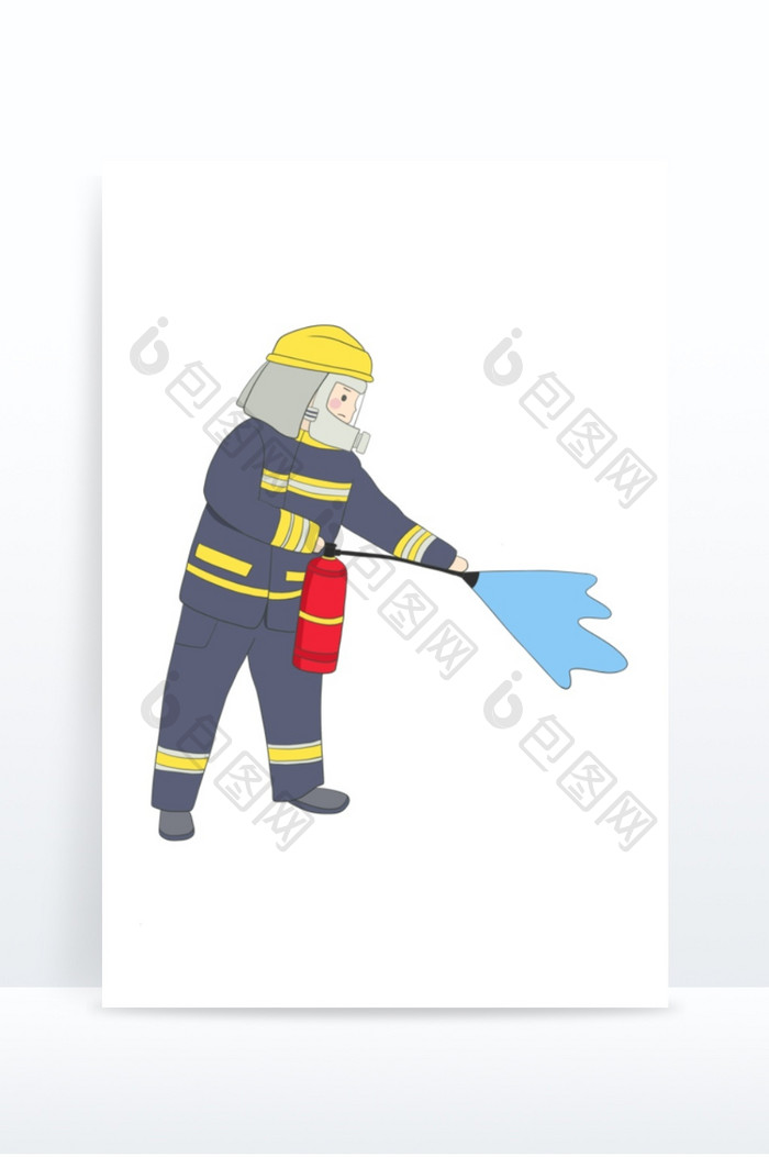 消防安全消防员灭火卡通手绘