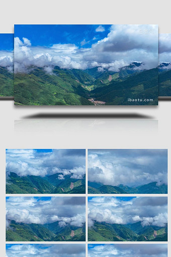 大气自然山谷蓝天白云延时实拍图片