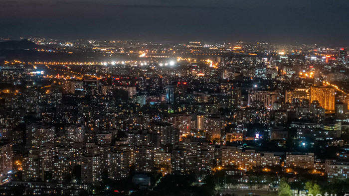 城市北京海淀区夜景万家灯火延时