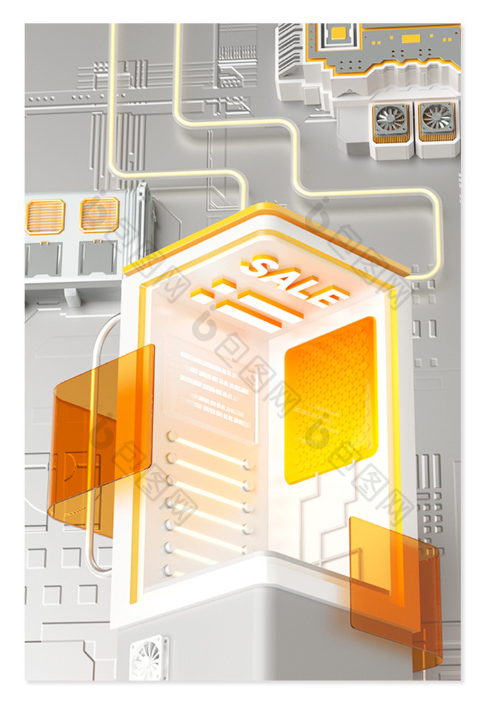 C4D未来科技器械机械展示柜