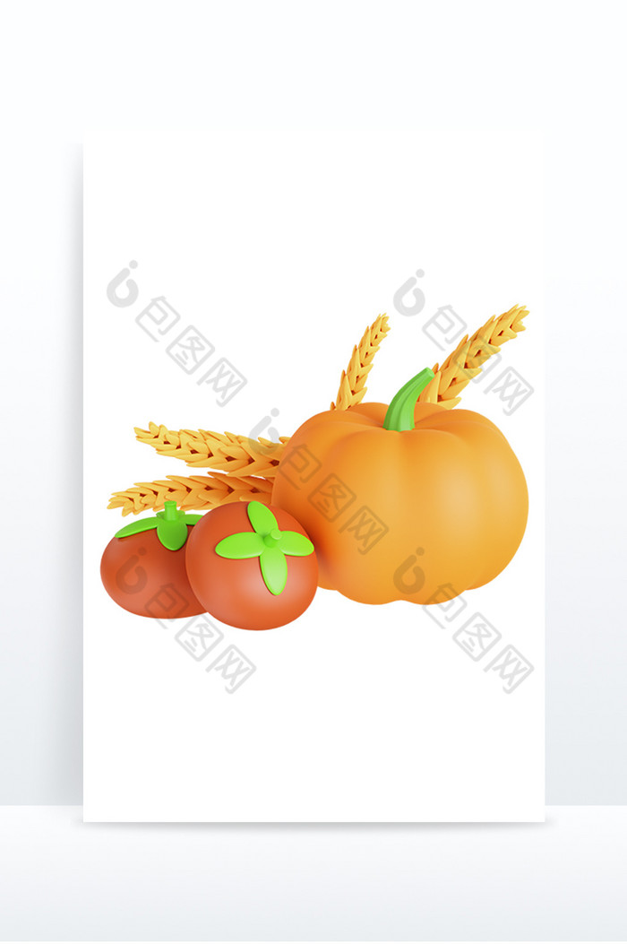 3D蔬菜秋季农作物南瓜柿子图片图片