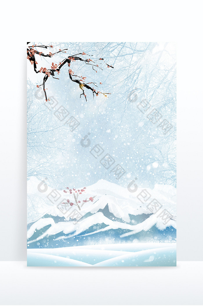 文艺冬季雪景节气图片图片