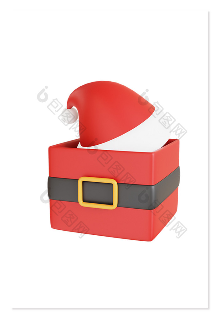 3D圣诞装饰礼物盒圣诞帽