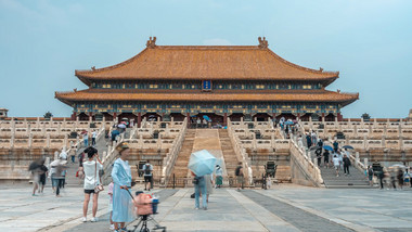城市旅游北京故宫太和殿人流延时