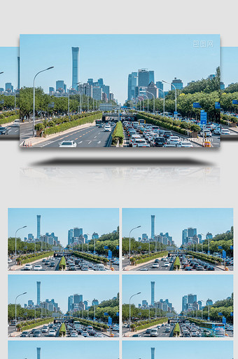 城市大气北京亮马桥车流交通延时图片