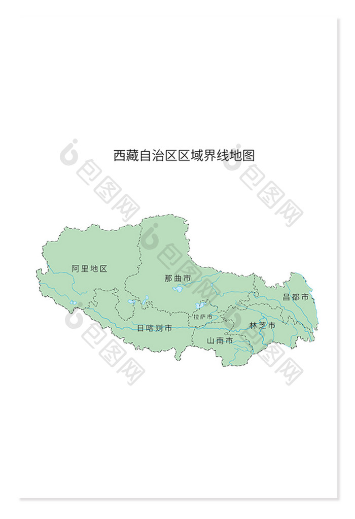 中国西藏自治区区域划分地图