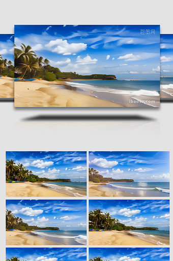 蓝天白云椰树旅行空镜图片