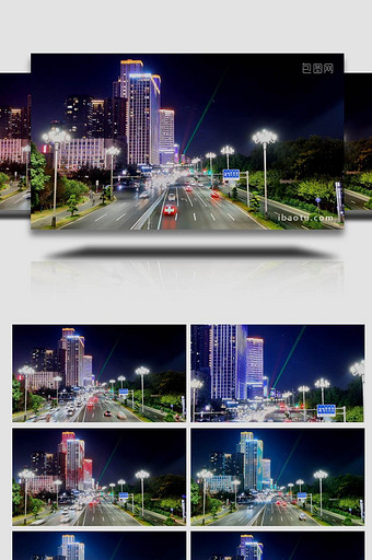 湖南长沙湘江路夜景交通人流延时图片