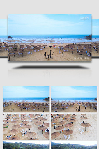 海边黄金沙滩旅游度假4K航拍图片