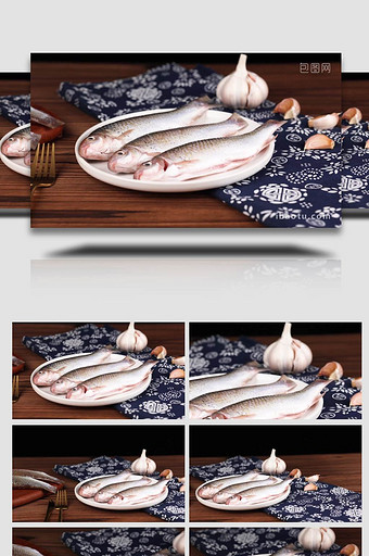 黄骨鱼摆盘海鲜河鲜水产实拍4k图片
