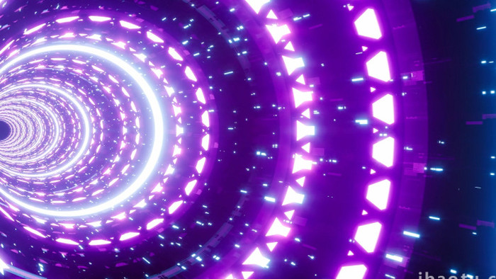 霓虹灯圆环隧道穿梭循环视频素材