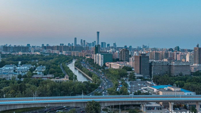 城市北京护城河环路日转夜延时