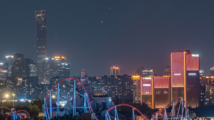 城市震撼北京欢乐谷夜景延时