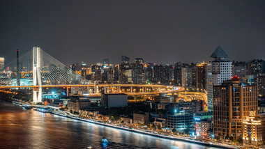 城市大气上海南浦大桥夜景延时