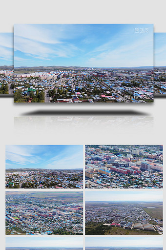 城市大气内蒙古额尔古纳城区航拍图片