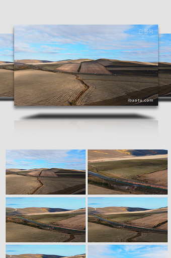 自然内蒙古呼伦贝尔公路风景航拍图片