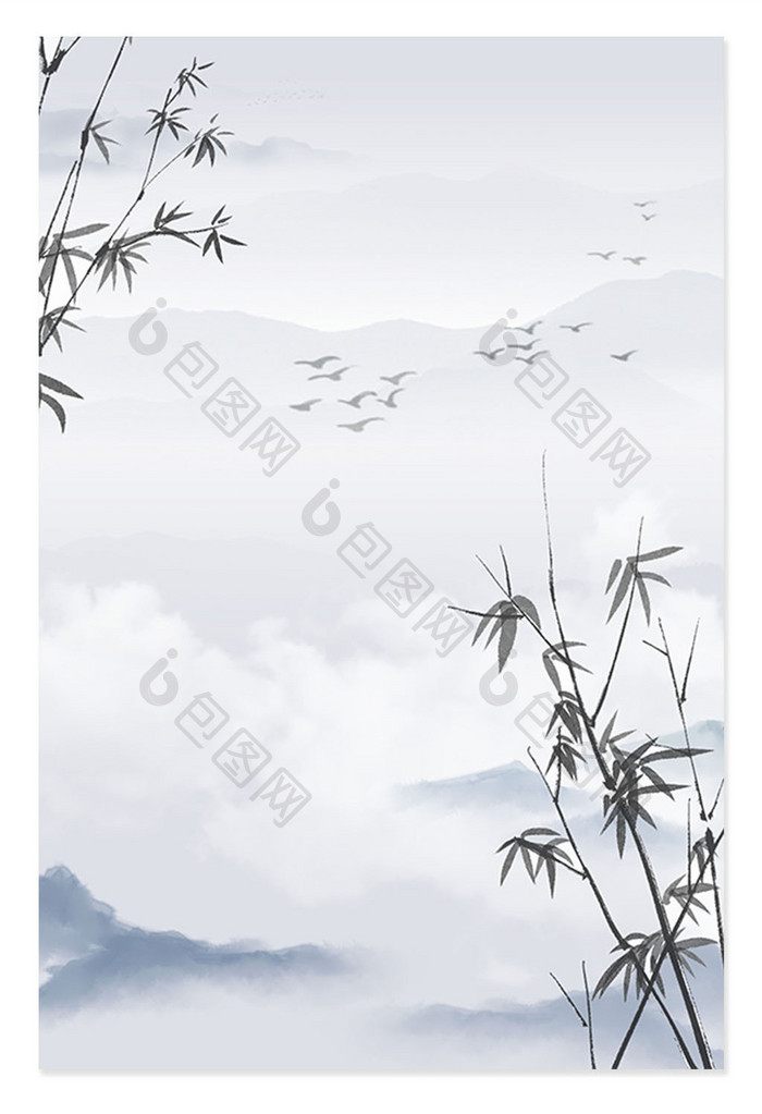 山水中国风竹子节气背景