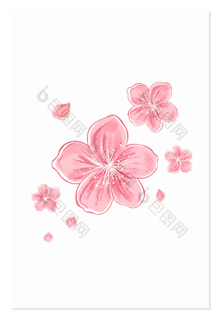 樱花粉色花瓣春天花海悬浮装饰