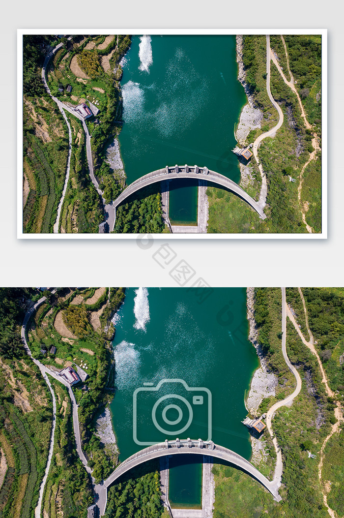 俯拍水利发电站水坝航拍摄影图