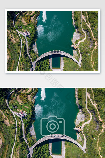 俯拍水利发电站水坝航拍摄影图图片