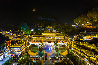 虹桥夜景航拍图片