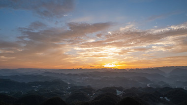 自然风光山峰晚霞连绵山峰延时