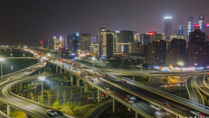 城市江西南昌城市CBD夜景延时