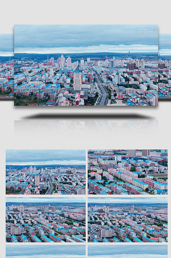 城市震撼内蒙古满洲里城区航拍图片